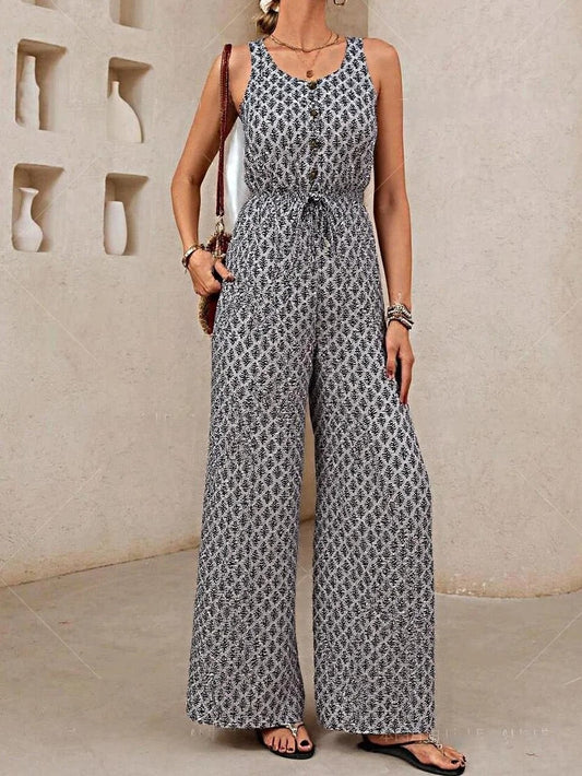 Women's jumpsuit – Breathable fabric – Sleeveless – Loose flowing fit
