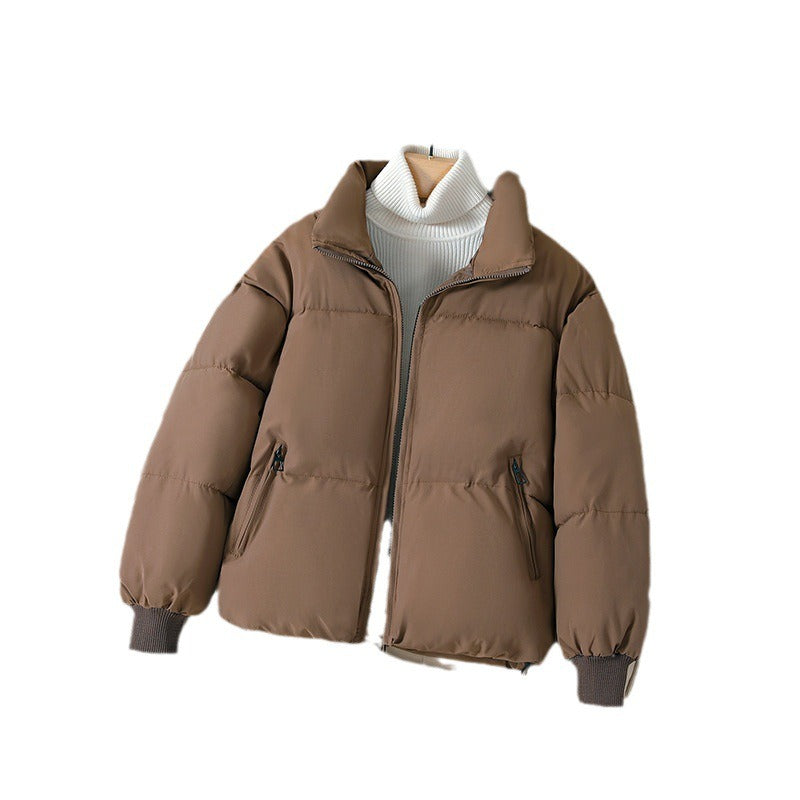 Women's Jacket - Woven Fabric - Oversized Cut - Stand Collar - Hip Length