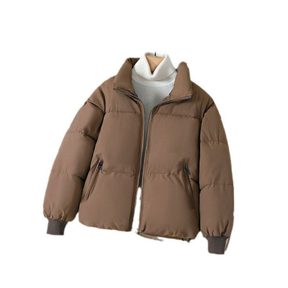 Women's Jacket - Woven Fabric - Oversized Cut - Stand Collar - Hip Length