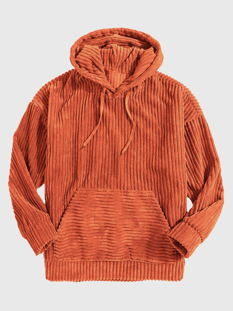 Men's Hoodie - Ribbed Velour - Oversized Cut - Kangaroo Pocket