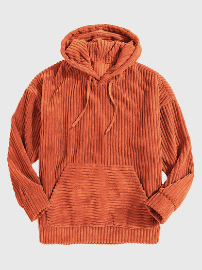 Men's Hoodie - Ribbed Velour - Oversized Cut - Kangaroo Pocket