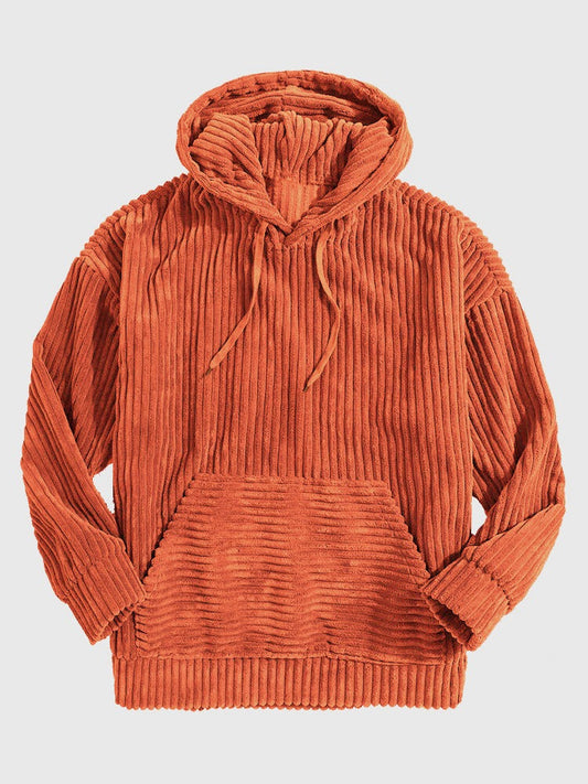 Men's Hoodie - Ribbed Velour - Oversized Cut - Kangaroo Pocket
