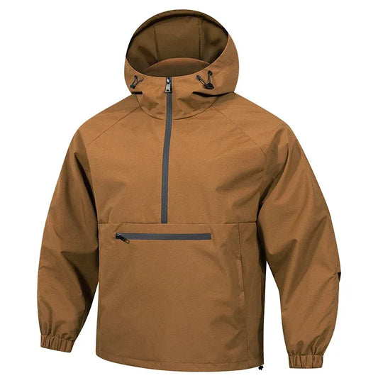Men's Pull-Over - Woven Blend - Adjustable Hood - Relaxed Fit - Raglan Sleeves