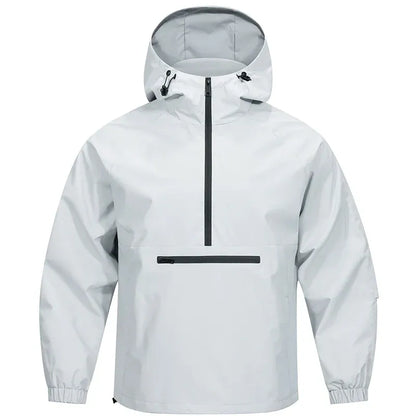 Men's Pull-Over - Woven Blend - Adjustable Hood - Relaxed Fit - Raglan Sleeves