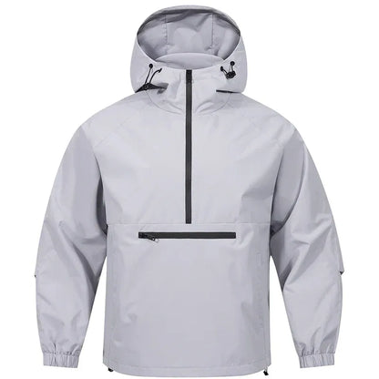 Men's Pull-Over - Woven Blend - Adjustable Hood - Relaxed Fit - Raglan Sleeves