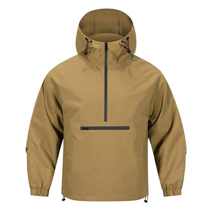 Men's Pull-Over - Woven Blend - Adjustable Hood - Relaxed Fit - Raglan Sleeves