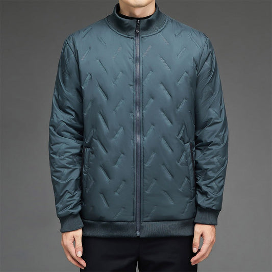 Men's Puffer Jacket - Woven Fabric - Stand-up Collar - Ribbed Cuffs