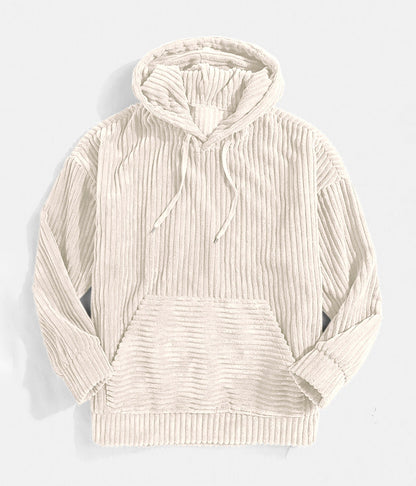 Men's Hoodie - Ribbed Velour - Oversized Cut - Kangaroo Pocket