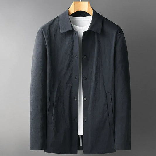 Men's mid-length jacket – Relaxed fit – Lightweight breathable fabric – Notched lapel