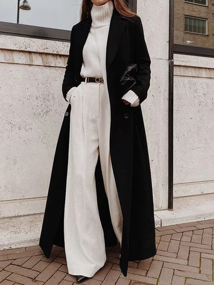 Women's Coat - Wool Blend - Relaxed fit - Notched collar - Ankle length