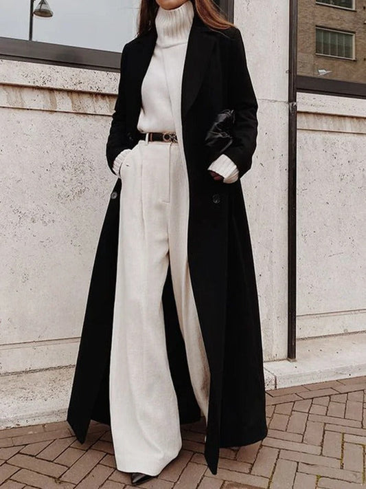 Women's Coat - Wool Blend - Relaxed fit - Notched collar - Ankle length