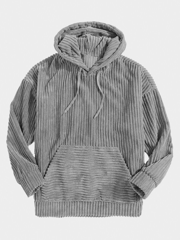 Men's Hoodie - Ribbed Velour - Oversized Cut - Kangaroo Pocket
