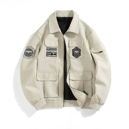Blouson homme – Coupe slim – Style bomber – Patches brodés – Poches utilitaires
