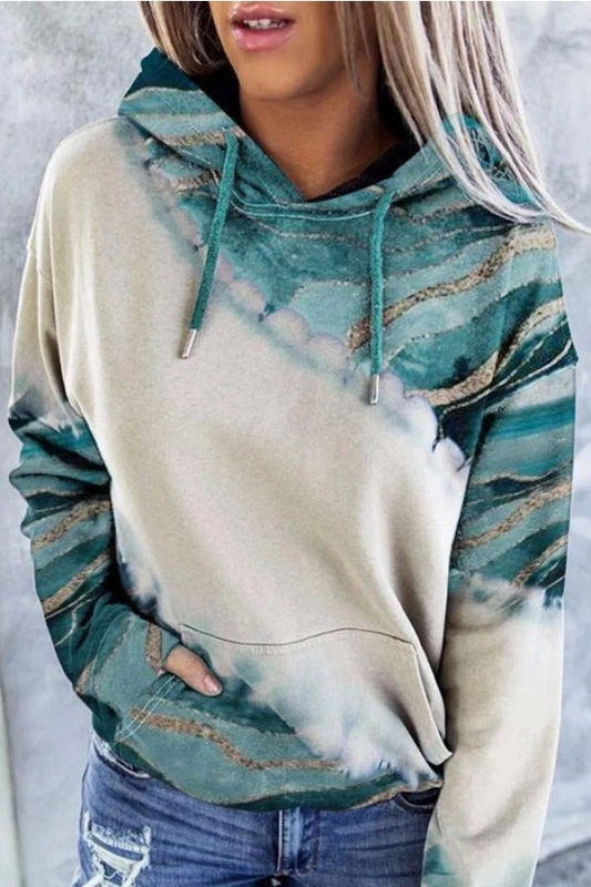 Women's Hooded Sweatshirt - Cotton Blend - Relaxed Fit - Long Sleeves