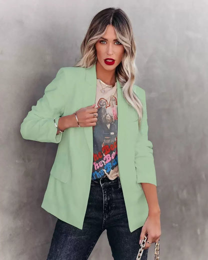 Women's blazer – Slim fit – Lapel collar – One-button closure – Dressy style