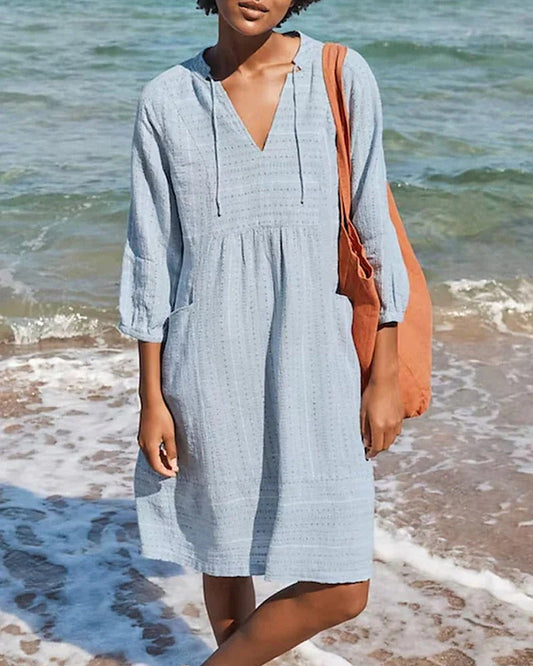 Women's resort dress – Relaxed fit – Breathable fabric – Three-quarter sleeves