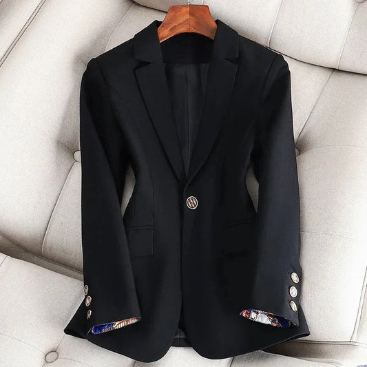 Women's Blazer - Woven Fabric - Fitted cut - Shawl collar - Long sleeves