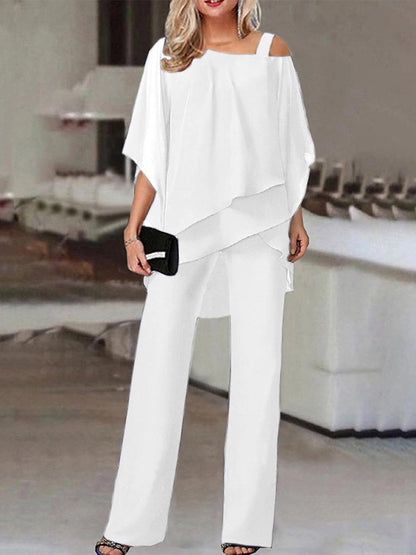 Women's Two-Piece Set – Off-Shoulder Top – Flowing Cut – Airy Fabric