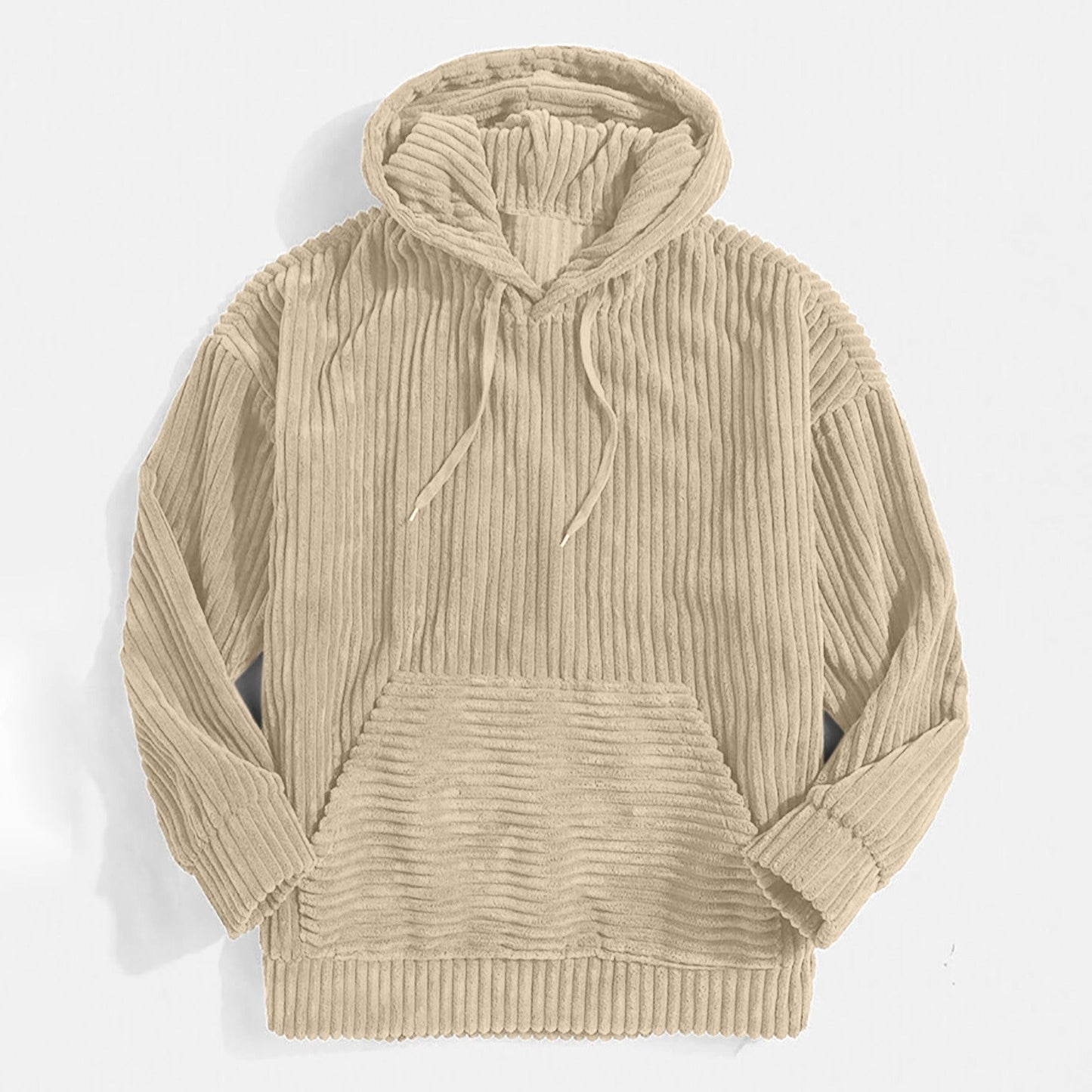 Men's Hoodie - Ribbed Velour - Oversized Cut - Kangaroo Pocket