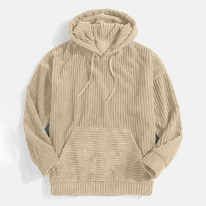 Men's Hoodie - Ribbed Velour - Oversized Cut - Kangaroo Pocket