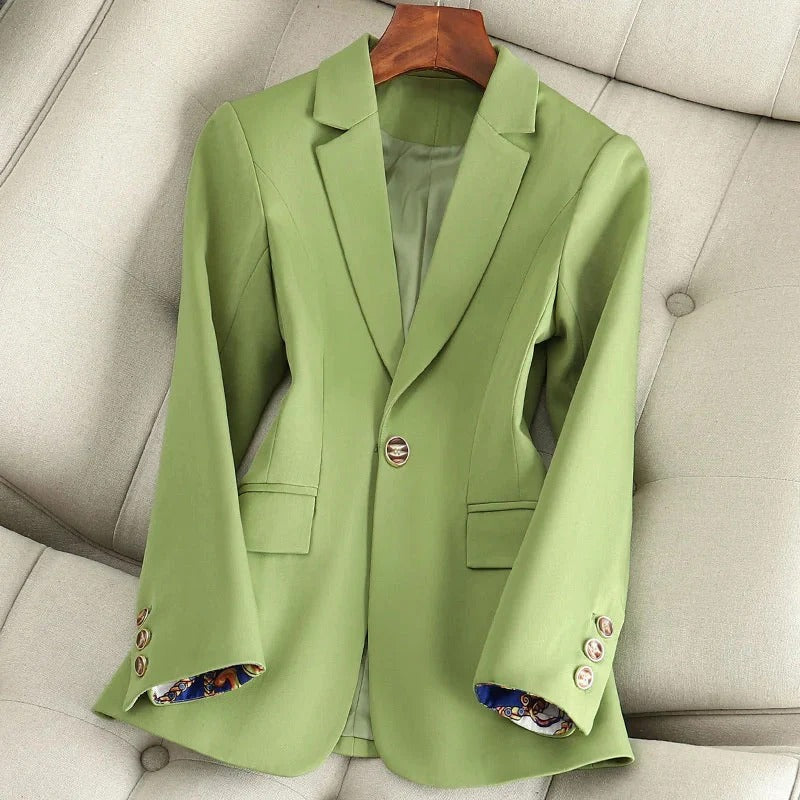 Women's Blazer - Woven Fabric - Fitted cut - Shawl collar - Long sleeves