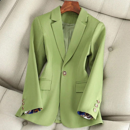 Women's Blazer - Woven Fabric - Fitted cut - Shawl collar - Long sleeves