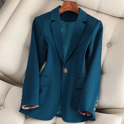 Women's Blazer - Woven Fabric - Fitted cut - Shawl collar - Long sleeves