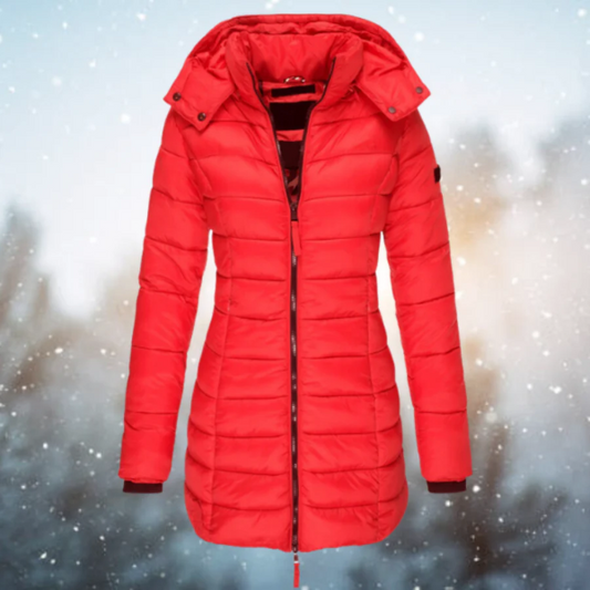 Mia Quilted Puffer Jacket | Winter Hooded Mid-Thigh Puffer Jacket