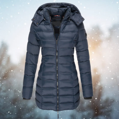Mia Quilted Puffer Jacket | Winter Hooded Mid-Thigh Puffer Jacket