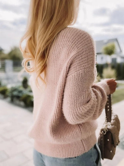 Bella Relaxed Fit Cardigan | Rhinestone Bow V-Neck Cardigan