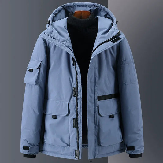 Quilted men's jacket – Hood – Water-repellent – Relaxed fit – Utility pockets