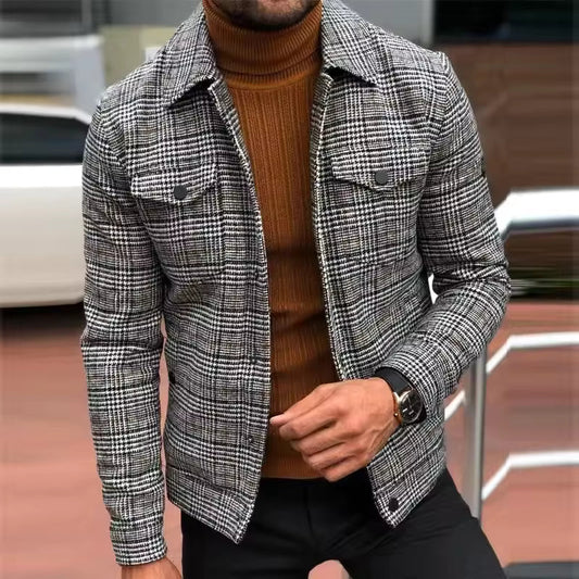 Veste homme – Coupe slim – Motif carreaux – Col classique – Tissu léger respirant
