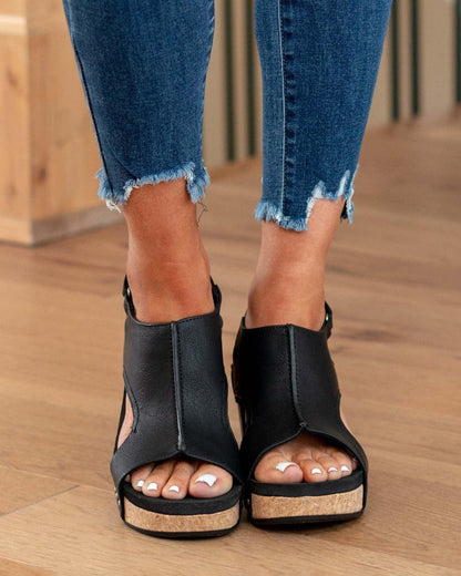 Sandals woman – Cork sole – Open toe – Ergonomic support – Cutout detail