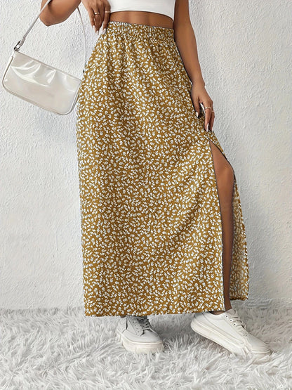 Long slit skirt for women - Floral print