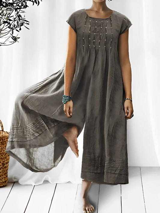 Women's jumpsuit – Loose fit – Breathable fabric – Cap sleeves – Boho style