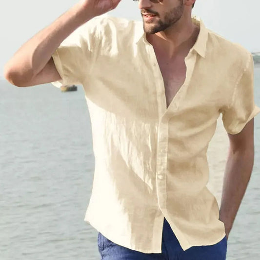Men's short-sleeve shirt – Relaxed fit – Breathable natural fibers