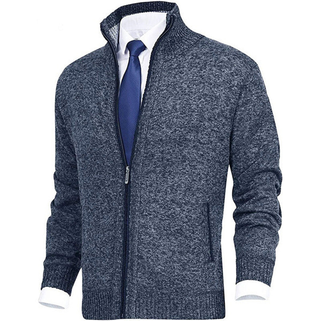 Jaxon Full Zip Cardigan | Stand Collar, Contrast Trim Cardigan