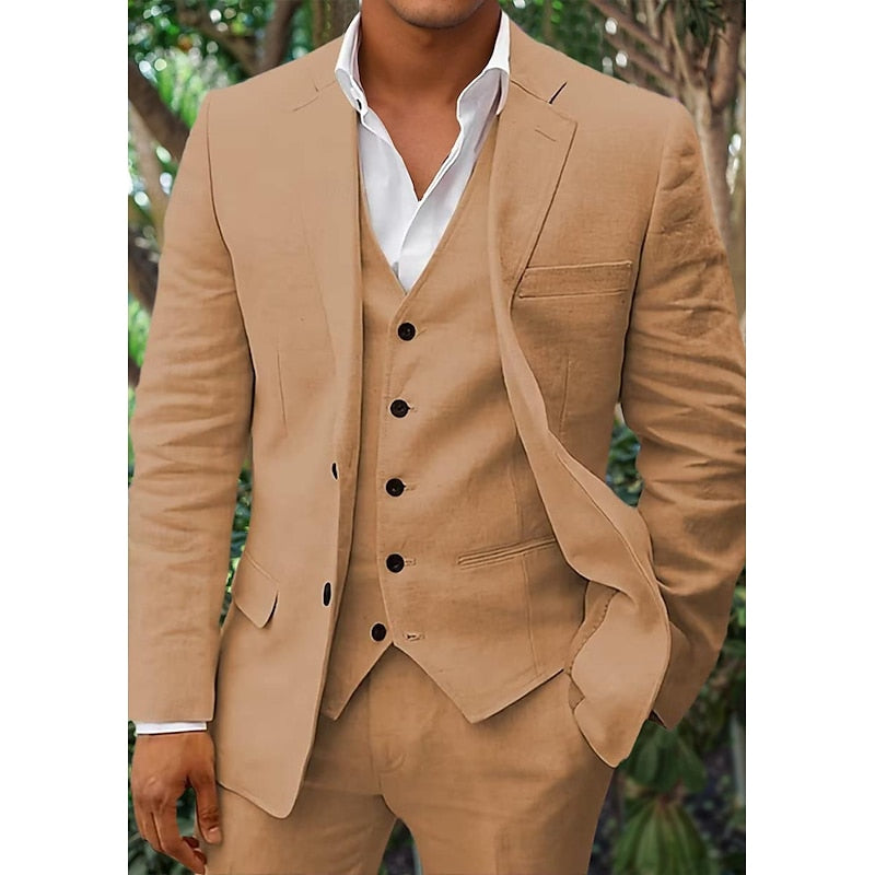 Ensemble de costumes pour hommes – Coupe ajustée – Tissu respirant – Boutonnage simple – Col formel