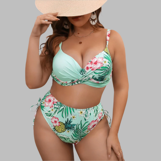 Bikini femme – Coupe galbée – Taille haute – Haut twisté – Bretelles réglables