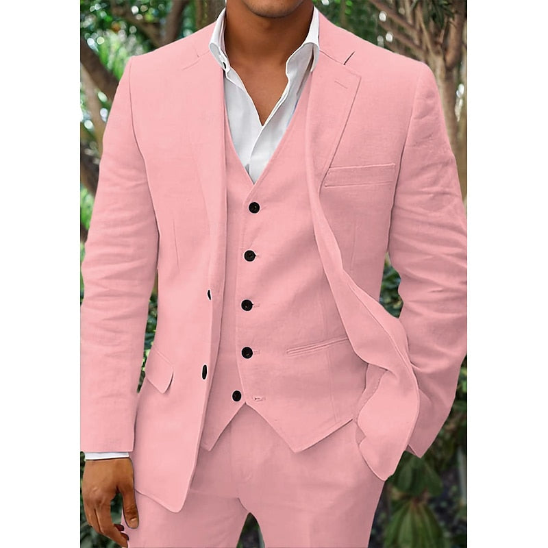 Ensemble de costumes pour hommes – Coupe ajustée – Tissu respirant – Boutonnage simple – Col formel