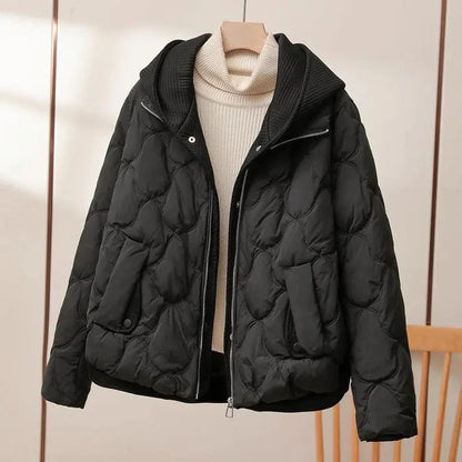 Women Jacket - Synthetic Fabric - Stand Collar - Hip Length