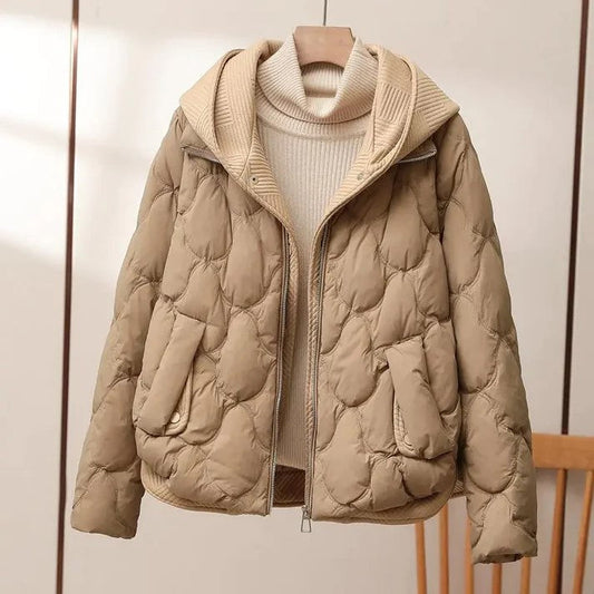 Women Jacket - Synthetic Fabric - Stand Collar - Hip Length
