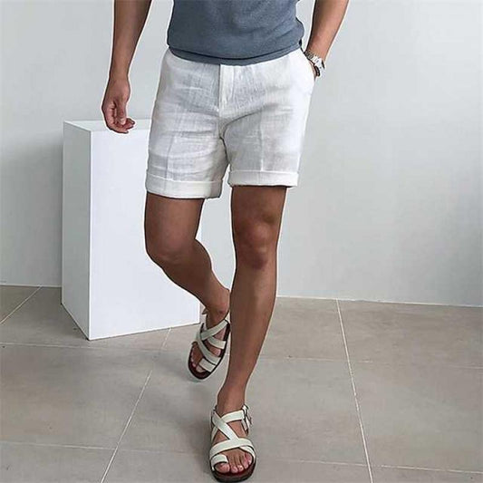 Men's shorts – Breathable linen – Straight cut – Casual rolled hem