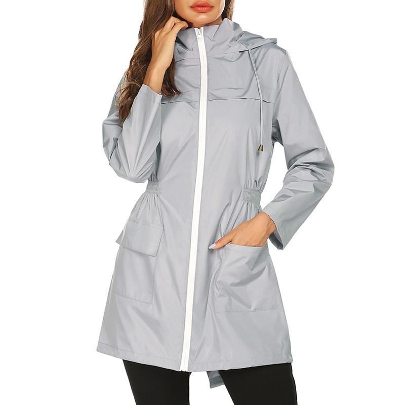 Veste imperméable femme – Coupe cintrée – Capuche réglable – Longueur mi-cuisse