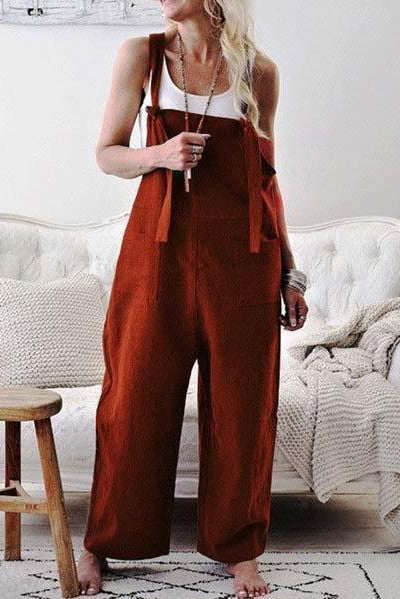 Women's jumpsuit – Loose fit – Wide legs – Adjustable straps – Practical pockets