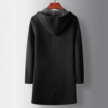 Ethan Wool Relaxed Fit Hooded Coat | Reversible Knee-Length Coat