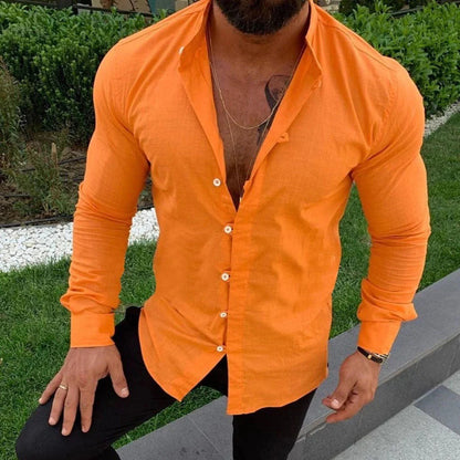 Men's shirt – Slim fit – Long sleeves – Natural fibers – Casual chic style