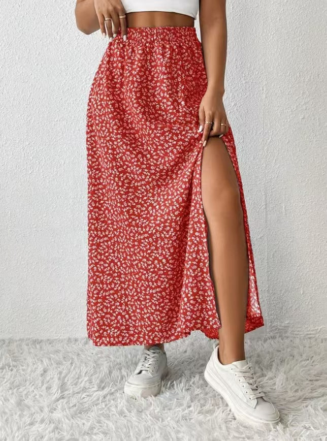 Long slit skirt for women - Floral print