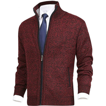 Jaxon Full Zip Cardigan | Stand Collar, Contrast Trim Cardigan