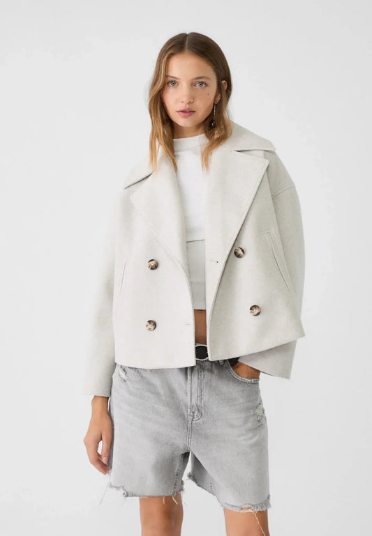 Veste femme – Coupe oversize – Style structuré – Boutonnage croisé – Style court